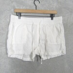 Caslon Womens White 100% Linen Pull On Drawstring Shorts Size Medium Relaxed